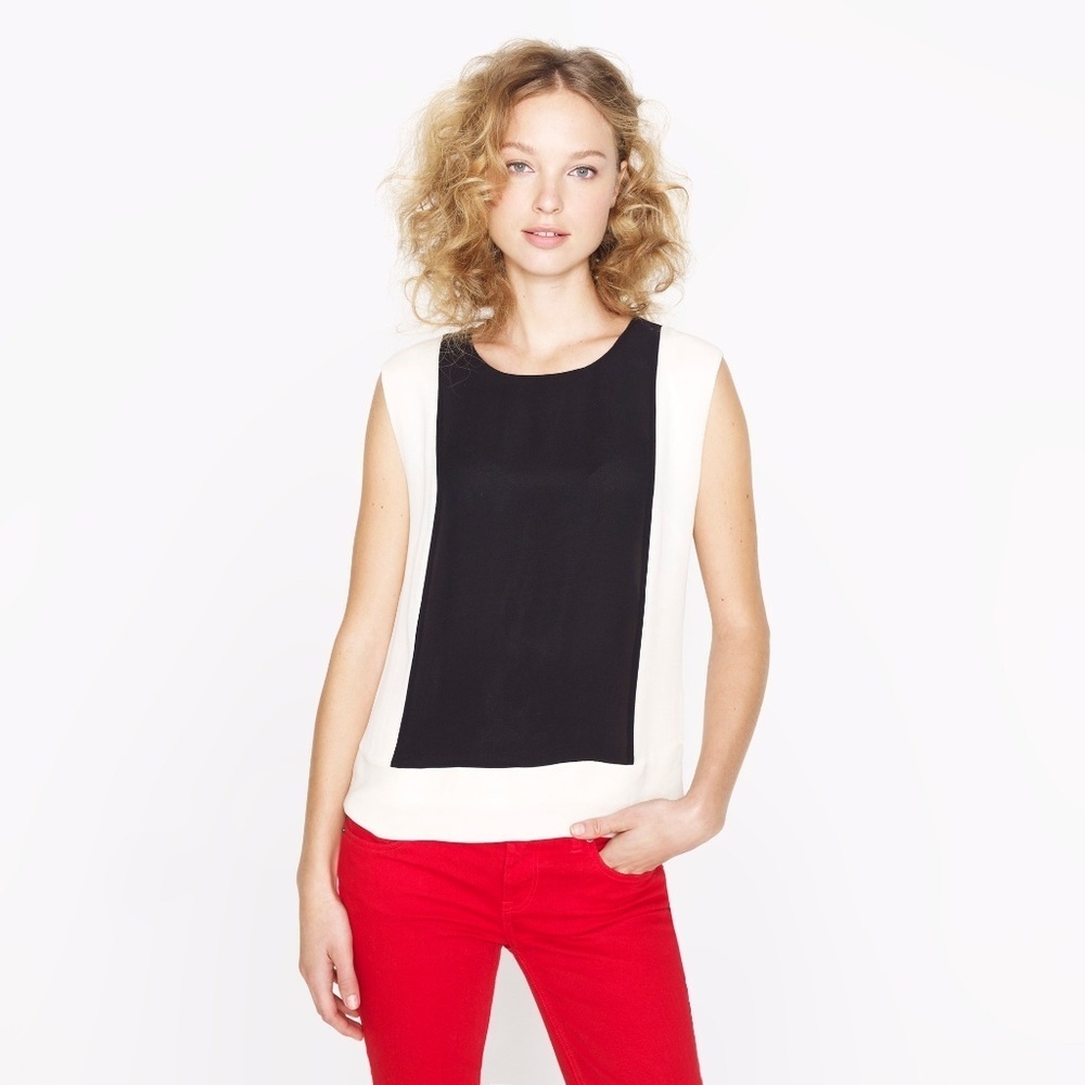 J. Crew Contrast Colorblock Shell Silk Tank